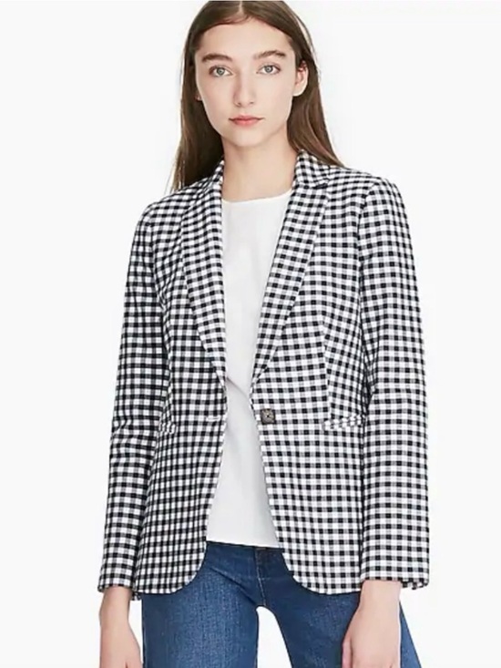J. Crew Jackets & Blazers - Gorgeous J. Crew Navy Blue and White Gingham Parke Blazer Size 6